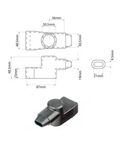 Battery Terminal Insulators Blk Oval Exit