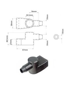 Battery Terminal Insulators Blk Round Exit