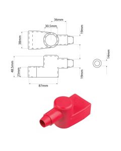 Battery Terminal Insulators Red Round Exit