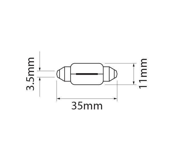 Bulbs Incandescent Festoon 12V 10W SV8.5-8 35mm 10 Pack