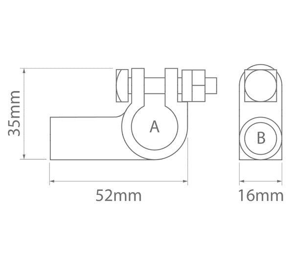 Crimp Battery Terminal elbow Positive 35mm