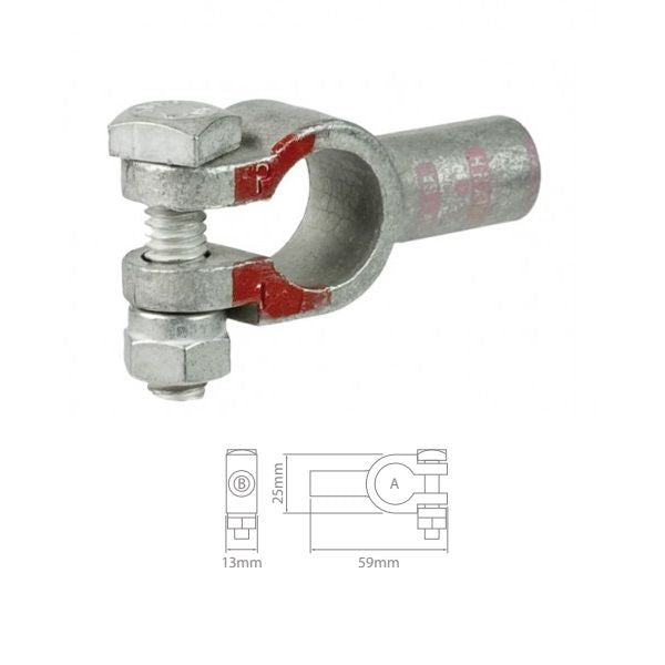 Crimp Battery terminal straight negative 50mm pink