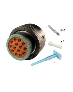HD30 / HDP20 Half Kit Shell Size 18-14 Cavities 14 x Size 16 Thermoplastic Plug Green Ring (Normal)