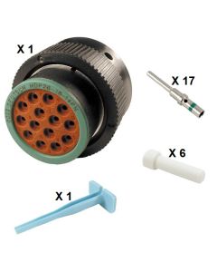 HD30 / HDP20 Half Kit Shell Size 18-14 Cavities 14 x Size 16 Thermoplastic Plug Green Ring (Normal)