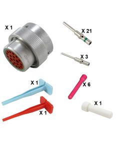 HD30 / HDP20 Half Kit Shell Size 18-20 Cavities 2 x Size 16-18 x Size 20 Aluminium Plug Green Ring (Normal)