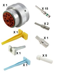 HD30 / HDP20 Half Kit Shell Size 24-14 Cavities 1 x Size 4-1 x Size 12-12 x Size 16 Aluminium Plug