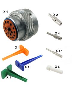 HD30 / HDP20 Half Kit Shell Size 24-18 Cavities 1 x Size 8-3 x Size 12-14 x Size 16 Aluminium Plug Blue Ring (Extra Thin)