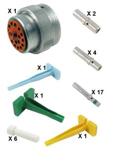 HD30 / HDP20 Half Kit Shell Size 24-18 Cavities 1 x Size 8-3 x Size 12-14 x Size 16 Aluminium Plug Green Ring (Normal)