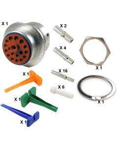 HD30 / HDP20 Half Kit Shell Size 24-18 Cavities 1 x Size 8-3 x Size 12-14 x Size 16 Aluminium Receptacle Blue Ring (Extra Thin)