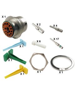 HD30 / HDP20 Half Kit Shell Size 24-18 Cavities 1 x Size 8-3 x Size 12-14 x Size 16 Aluminium Receptacle Green Ring (Normal)