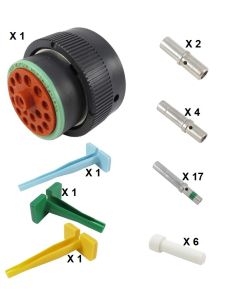 HD30 / HDP20 Half Kit Shell Size 24-18 Cavities 1 x Size 8-3 x Size 12-14 x Size 16 Thermoplastic Plug Green Ring (Normal)