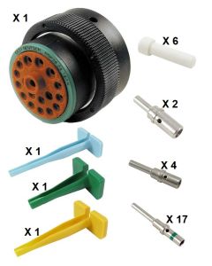 HD30 / HDP20 Half Kit Shell Size 24-18 Cavities 1 x Size 8-3 x Size 12-14 x Size 16 Thermoplastic Plug Green Ring (Normal)