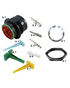 HD30 / HDP20 Half Kit Shell Size 24-18 Cavities 1 x Size 8-3 x Size 12-14 x Size 16 Thermoplastic Receptacle Green Ring (Normal)