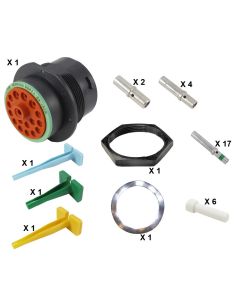 HD30 / HDP20 Half Kit Shell Size 24-18 Cavities 1 x Size 8-3 x Size 12-14 x Size 16 Thermoplastic Receptacle Green Ring (Normal)