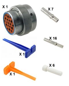 HD30 / HDP20 Half Kit Shell Size 24-19 Cavities 6 x Size 12-13 x Size 16 Aluminium Plug Blue Ring (Extra Thin