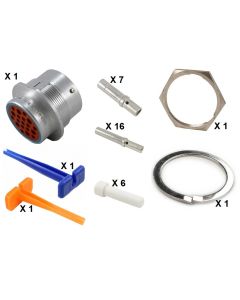 HD30 / HDP20 Half Kit Shell Size 24-19 Cavities 6 x Size 12-13 x Size 16 Aluminium Receptacle Blue Ring (Extra Thin)