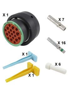HD30 / HDP20 Half Kit Shell Size 24-19 Cavities 6 x Size 12-13 x Size 16 Thermoplastic Plug Green Ring (Normal)