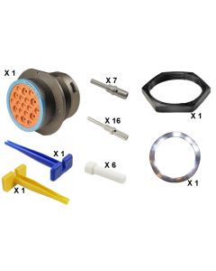 HD30 / HDP20 Half Kit Shell Size  24-19 Cavities 6 x Size 12-13 x Size 16 Thermoplastic Receptacle Blue Ring (Extra Thin)