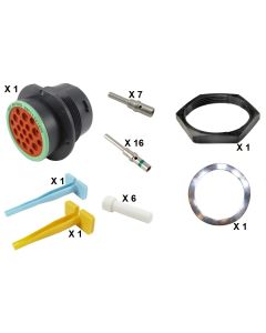 HD30 / HDP20 Half Kit Shell Size 24-19 Cavities 6 x Size 12-13 x Size 16 Thermoplastic Receptacle Green Ring (Normal)
