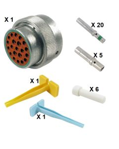 HD30 / HDP20 Half Kit Shell Size 24-21 Cavities 4 x Size 12 17 x Size 16 Aluminium Plug Green Ring (Normal)