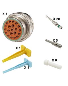 HD30 / HDP20 Half Kit Shell Size 24-21 Cavities 4 x Size 12 17 x Size 16 Aluminium Plug Green Ring (Normal)