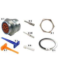 HD30 / HDP20 Half Kit Shell Size 24-21 Cavities 4 x Size 12-17 x Size 16 Aluminium Receptacle Blue Ring (Extra Thin)