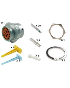 HD30 / HDP20 Half Kit Shell Size 24-21 Cavities 4 x Size 12-17 x Size 16 Aluminium Receptacle Green Ring (Normal)