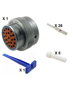 HD30 / HDP20 Half Kit Shell Size 24-23 Cavities 23 x Size 16 Aluminium Plug Blue Ring (Extra Thin)
