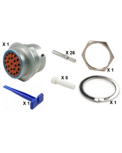 HD30 / HDP20 Half Kit Shell Size 24-23 Cavities 23 x Size 16 Aluminium Receptacle Blue Ring (Extra Thin)