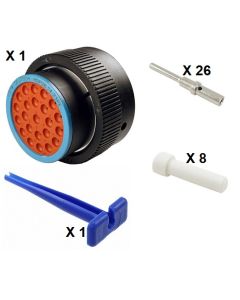 HD30 / HDP20 Half Kit Shell Size 24-23 Cavities 23 x Size 16 Thermoplastic Plug Blue Ring (Extra Thin)