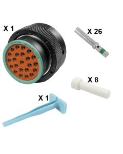 HD30 / HDP20 Half Kit Shell Size 24-23 Cavities 23 x Size 16 Thermoplastic Plug Green Ring (Normal)