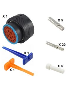 HD30 / HDP20 Half Kit Shell Size 24-23 Cavities 4 x Size 12-17 x Size 16 Thermoplastic Plug Blue Ring (Extra Thin)