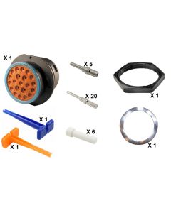 HD30 / HDP20 Half Kit Shell Size 24-23 Cavities 4 x Size 12-17 x Size 16 Thermoplastic Receptacle Blue Ring (Extra Thin)