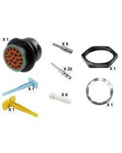 HD30 / HDP20 Half Kit Shell Size 24-23 Cavities 4 x Size 12-17 x Size 16 Thermoplastic Receptacle Green Ring (Normal)