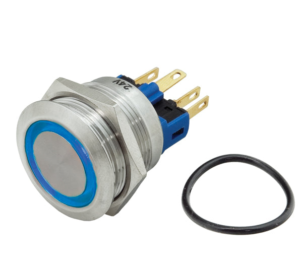 Metal Push Button HD ILL 22mm 12-24V Momentary D/M & D/B 4 Blue