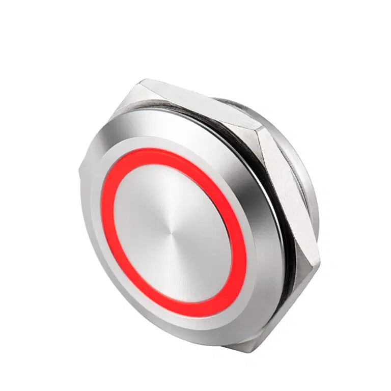 Metal Push Button HD ILL 22mm 12-24V Momentary D/M & DB & N/C 4 Red