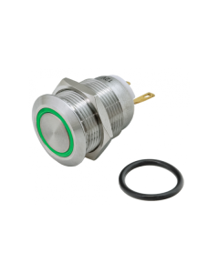 Pilot Light Metal 12-24V 19mm Green Ring