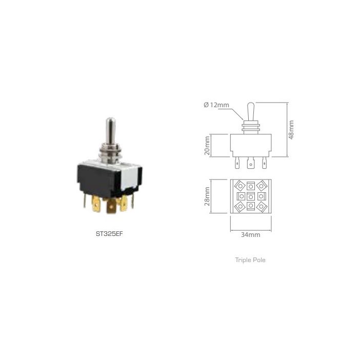SWITCH TOGGLE TRIPLE POLE  ON/OFF/ON
