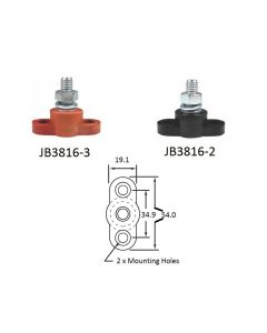 Single Stud Plated Steel 250A 22mm Red