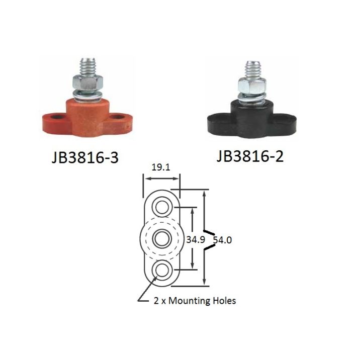 Single Stud Stainless Steel 240A 22mm Red