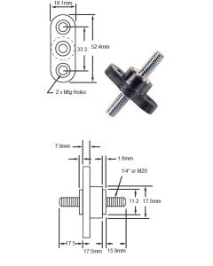Single Stud Through Copper Black 100A