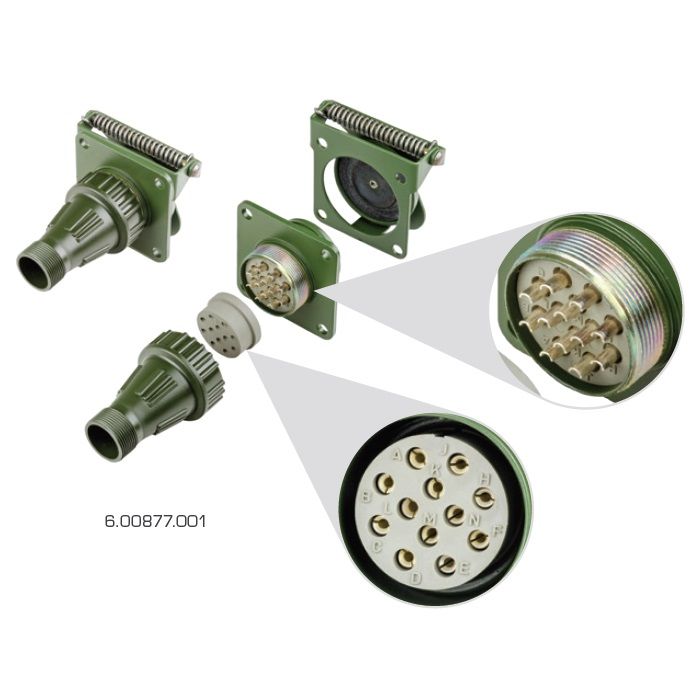Trailer Connectors Military 12-24V Receptacle 12 Pin Plastic Conduit Adaptor