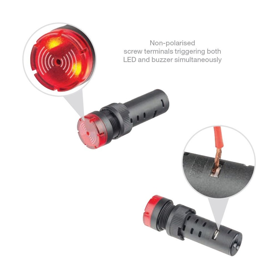 WARNING LAMP/BUZZER RED 12/24V